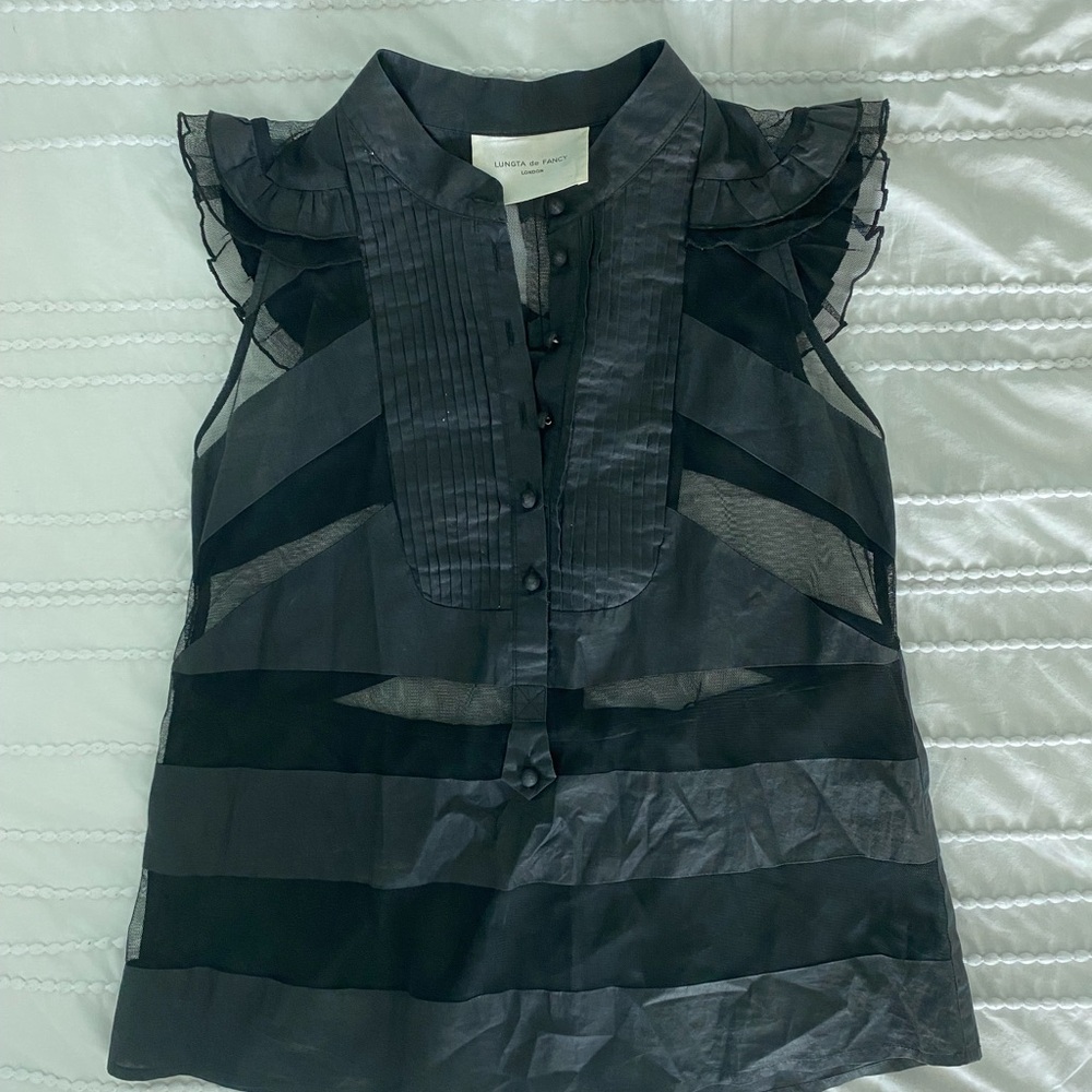 Elegant Black Ruffled Sleeveless Top